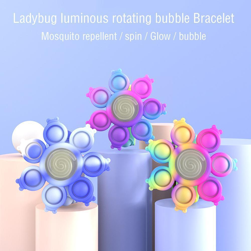 Grappige Push Bubble Kuiltje Fidget Speelgoed Voor Kinderen Decompressie Antistress Zintuiglijke Speelgoed Kids Lichtgevende Roterende Armband K5h0