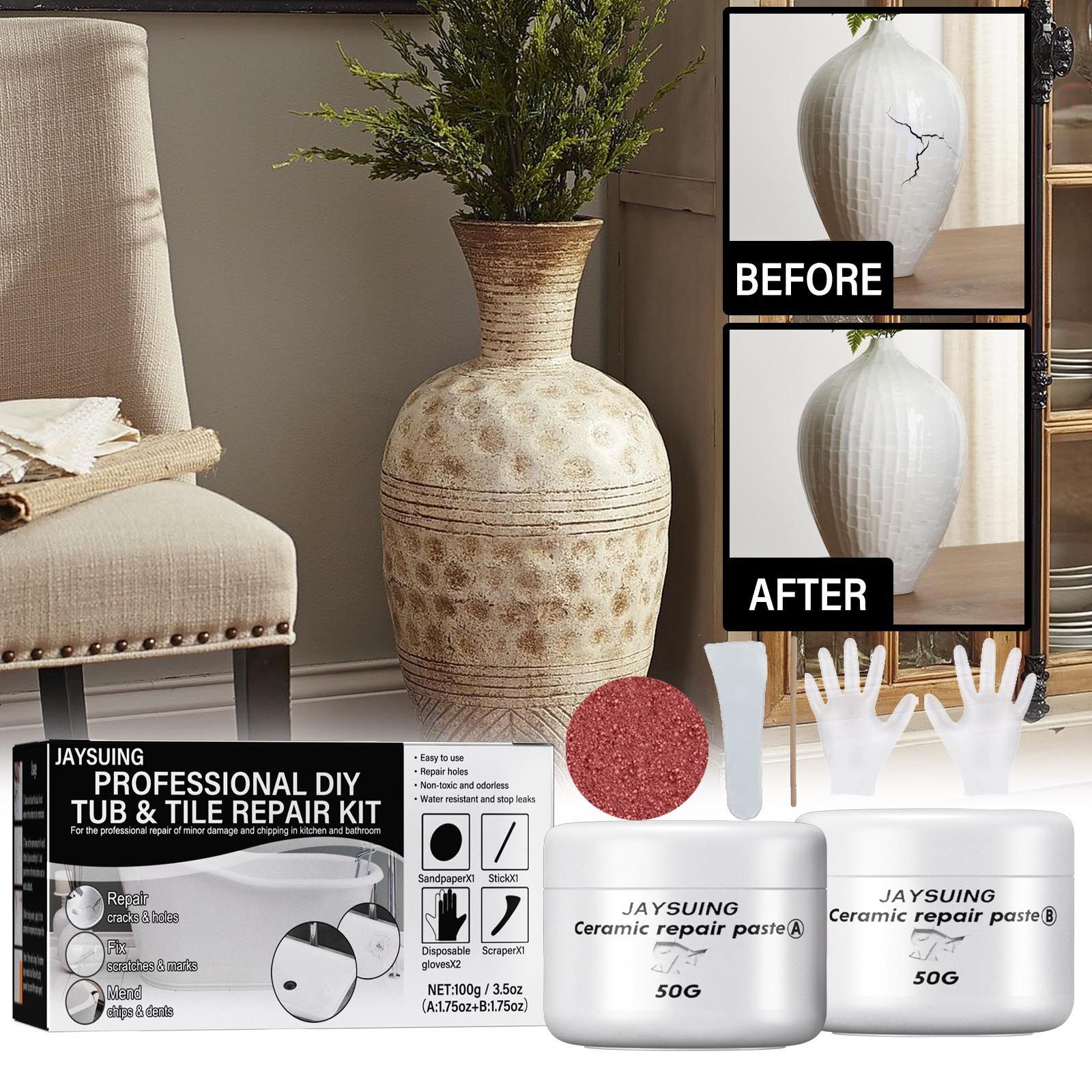 Tile repair paste AB set repair bathtub toilet crack hole debris scratch marble adhesive