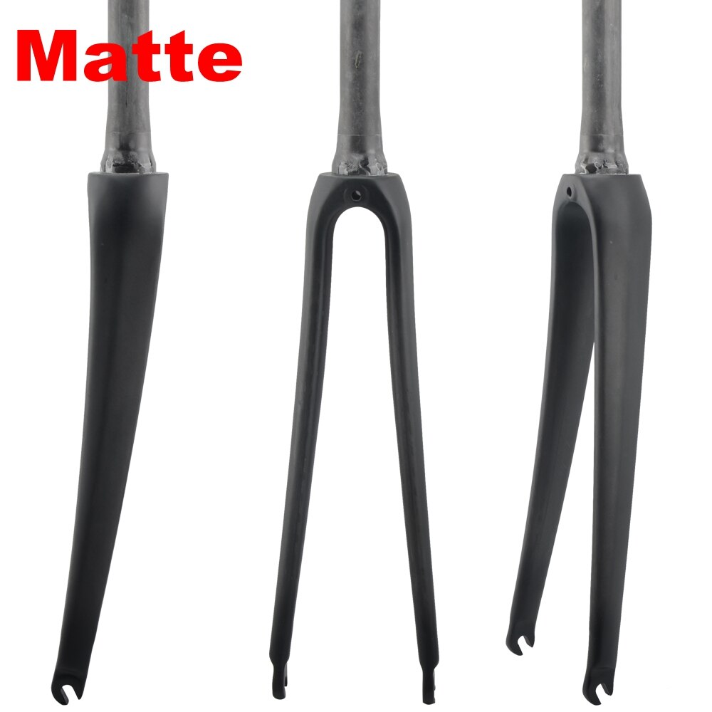 Ingen logo svart ud carbon gaffel cykel vägcykelgaffel avsmalnande framgaffel cykeldelar 700c v broms hård gaffel: Matt