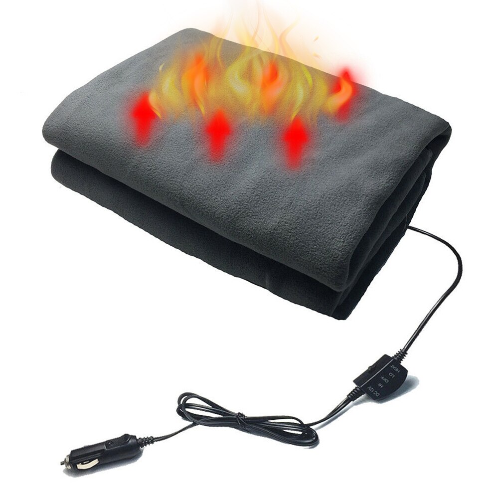 Camping Outdoor 45W 12V Electric Temperature Adjustable Artificial Fleece Travel Car Heating Blanket Soft Fast Warm Winter Solid
