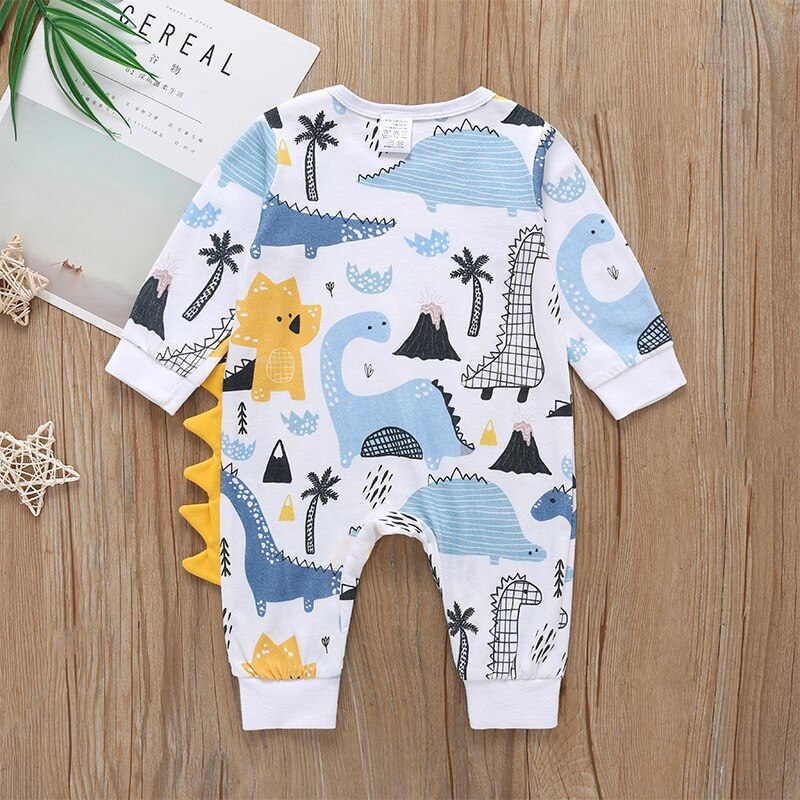 Carter Toddler Spring and Autumn Baby Boy and Girl Cartoon Dinosaur Long-sleeved Jumpsuit