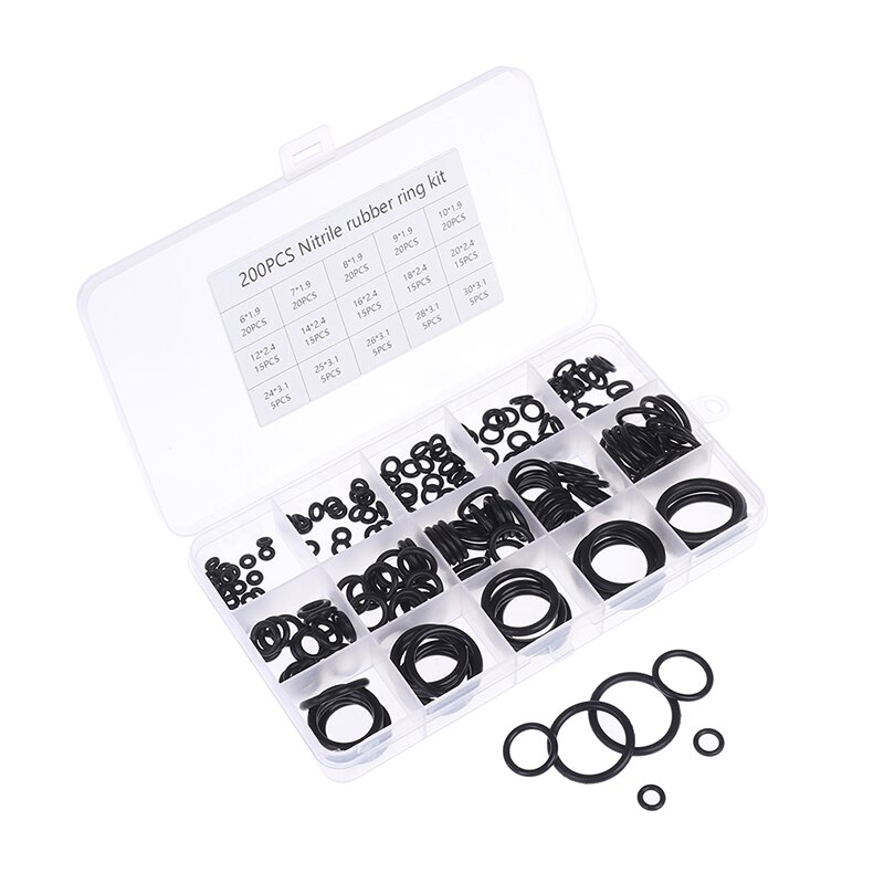 200Pcs Rubber O-Ring Washer Assortiment Set Hydraulische Sanitair Pakking Kit