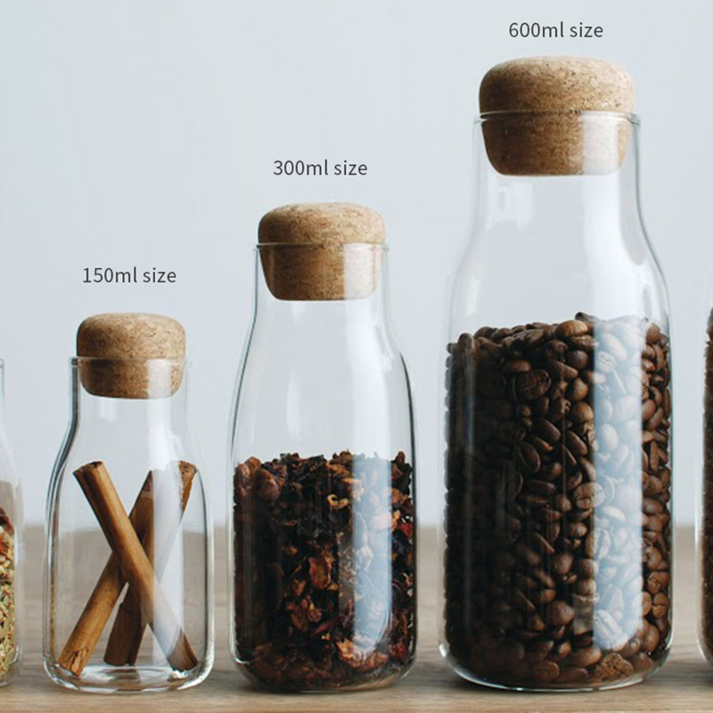 Glasforsegling krukke gennemsigtig kaffe opbevaring krukke kork husholdnings glas te køkken krukke glas forseglet tank glas mad opbevaring krukker