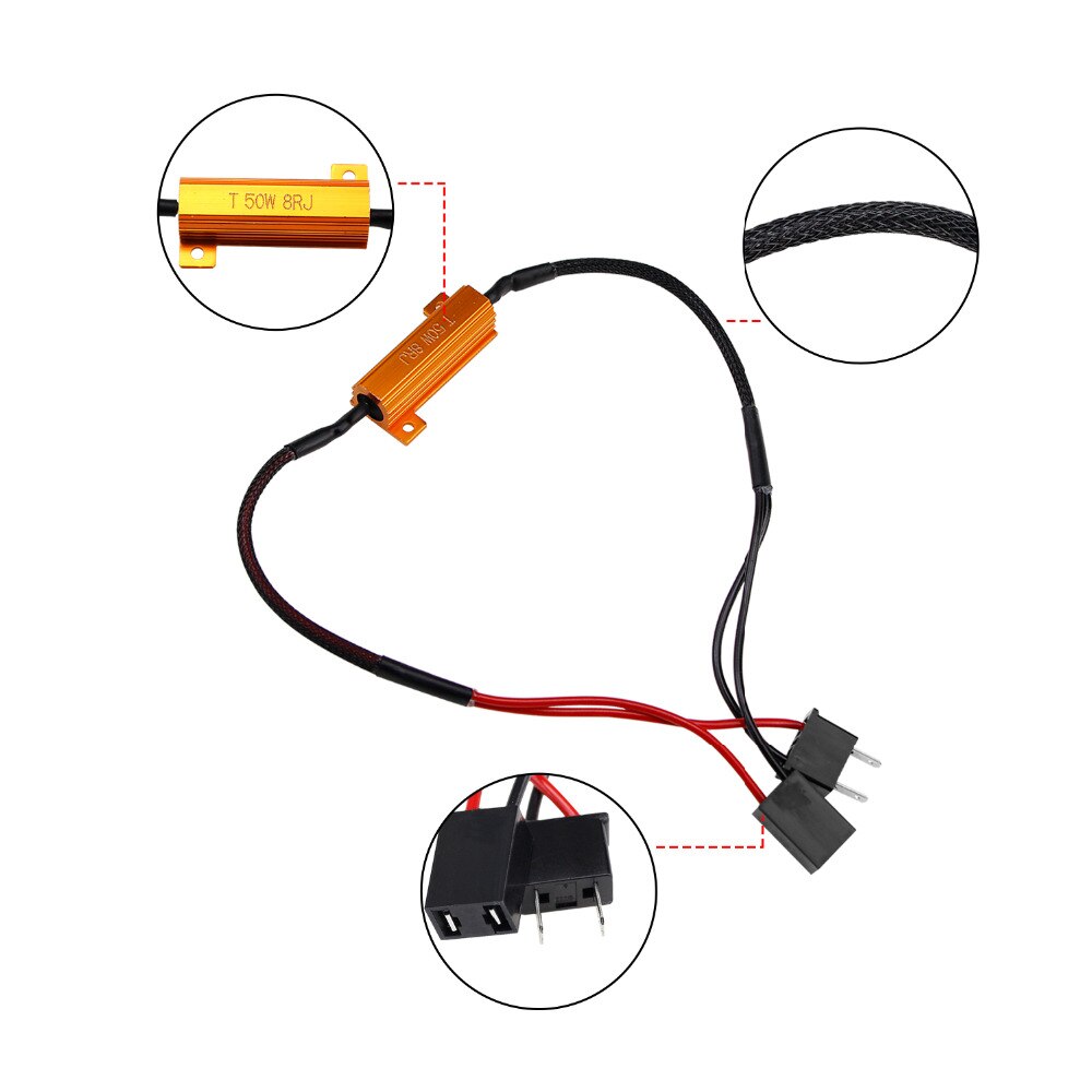 2pcs 50W 8RJ H7 H11 H1 9005 9006 Headlight Load Resistor LED Canbus Car Fog Lamps Decoder Error Warning Resistance F
