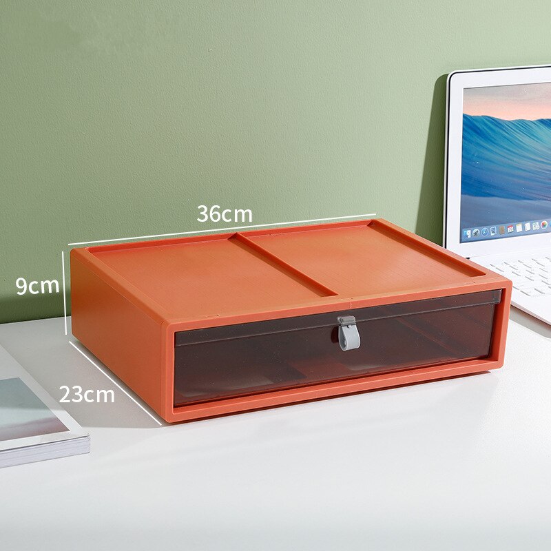 Desk Stackable Plastic Storage Drawers Sundries Stationery Books Organizer for Cosmetics Home Necessary Storage Box Container: Large Orange
