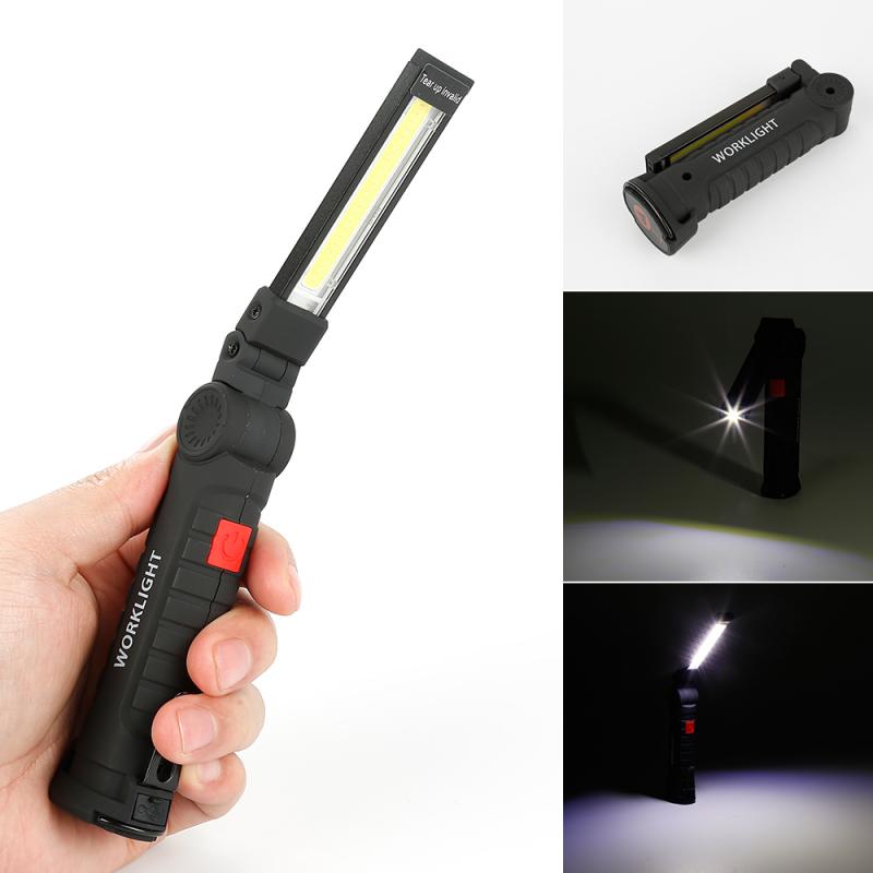 LED Cob Handle Work Flashlight Foldable Torch Fold Work Hand Flash Light Bottom Magnet Built In Battery USB Charger