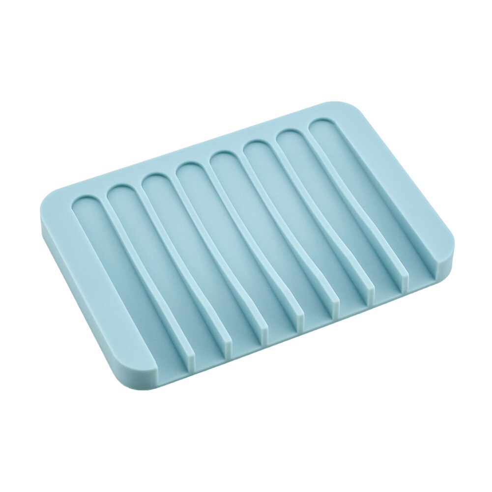 Badeværelse silikone sæbe holder skridsikker sæbe kasse toilet brusebad dræning rack badeværelsesudstyr sæbe fad sæbe bakke holder: Lyseblå