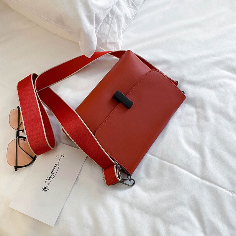 lässig Pu Leder Kleine Schulter Taschen Für Frauen Mit Breiten Gurt Weiblichen Einfarbig Crossbody Bote Reise praktisch Taschen