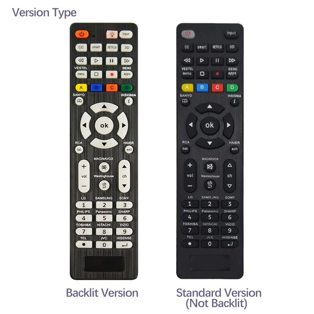 MRSVI 2Pcs Universal Replcement Remote Control RC-G008 With Backlight For Multiple Television Models Universal Infrared TV