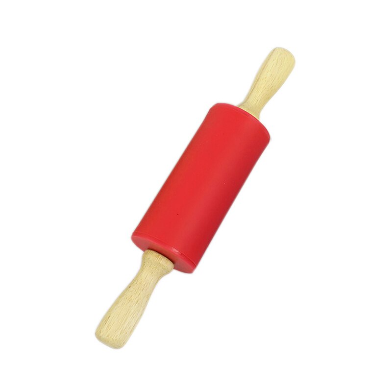 Farverig silikone kagerulle med træhåndtag moderne stil hjemmekøkken forsyninger dej rulledej pizza wienerbrød tærte pasta: A-rød / 30cm