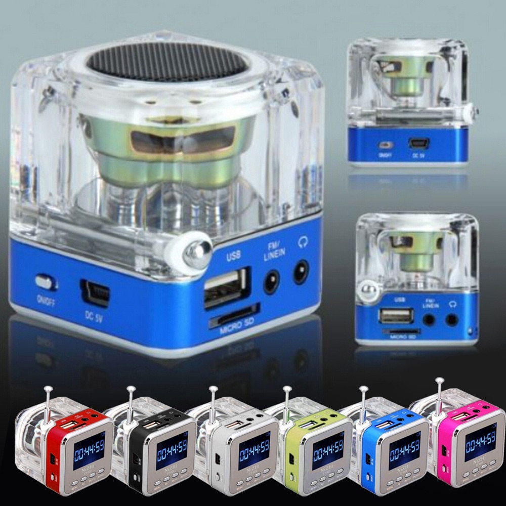 Mini usb microsd kaart fm radio lcd scherm luidspreker muziek  mp3 spelers mini aluminium vibratiefilm luidspreker 0930