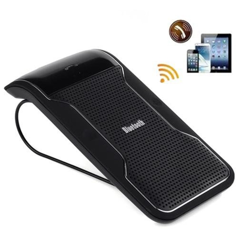Draadloze Zwart Bluetooth Handsfree Carkit Speakerphone Zonneklepclip 10 m Afstand Voor iPhone Smartphones met Autolader
