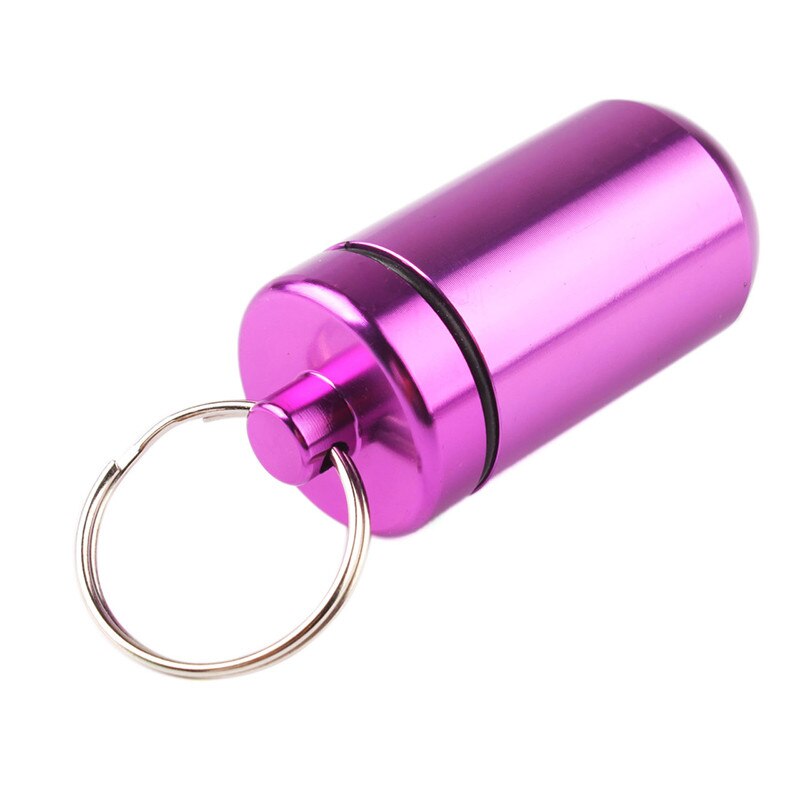 1Pc Aluminium Rvs Fles Geneeskunde Waterdichte Pillendoosje Leuke Houder Case Geneeskunde Fles Houder Container Sleutelhanger
