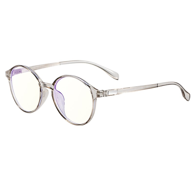 montura de lentes de cristal transparente unisex redonda, gafas de ordenador anti-azul, marco de gafas óptico transparente: C2