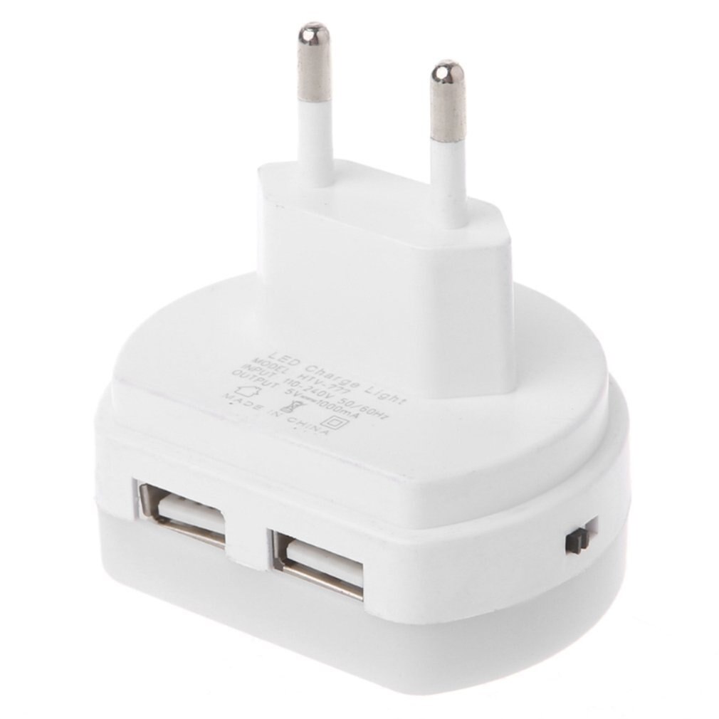 Light Sensor LED Night Light with Dual USB Wall Charger Plug US / EU Plug