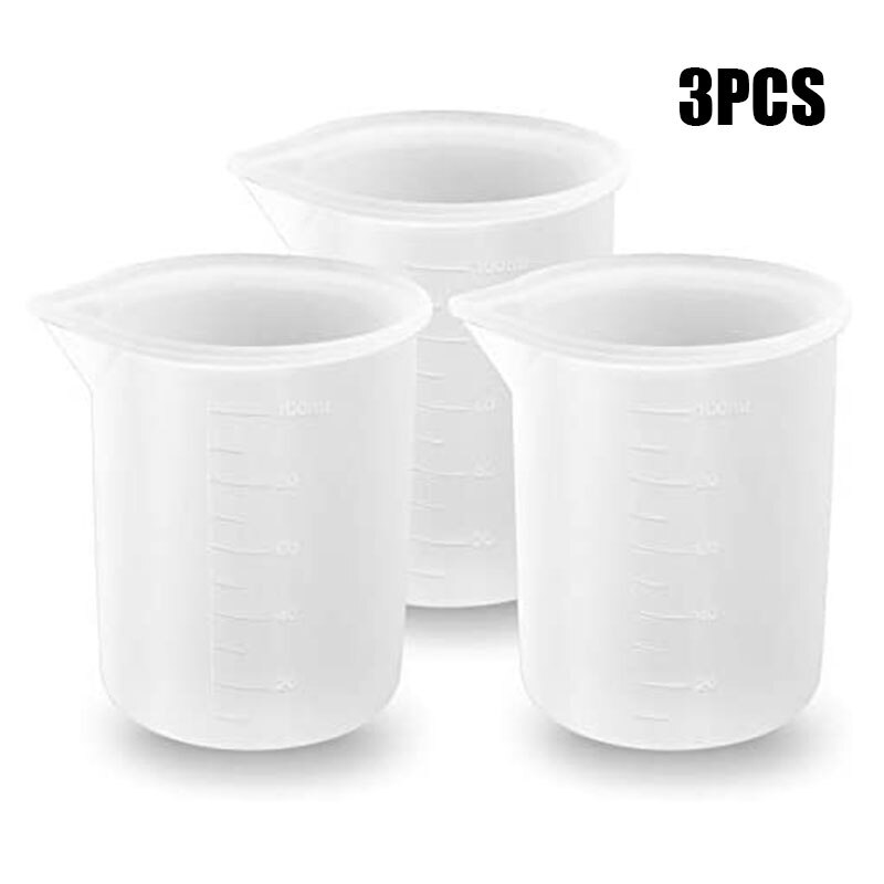 3pcs 100ml Silicone Measuring Cups With Precise Scale For Resin Non-stick Mixing Cups Glue Tools: Default Title