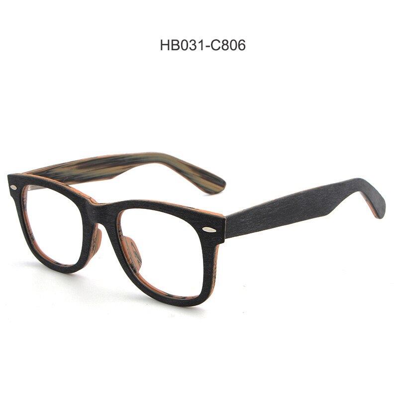 HDCRAFTER-montures de lunettes de Prescription, Grain de bois, monture optique pour myopie, avec lentille transparente, pour hommes et femmes, montures pour lunettes: HB031-C806
