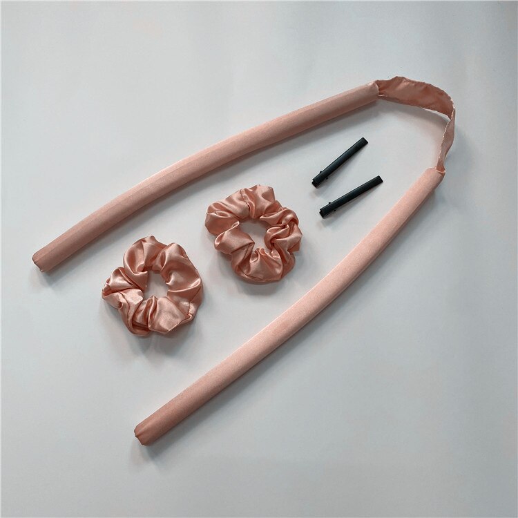 Velvet rubber wand without heat curling wand magic hair curlers salon accessories heatless curls bendy products spiral tools: Pink