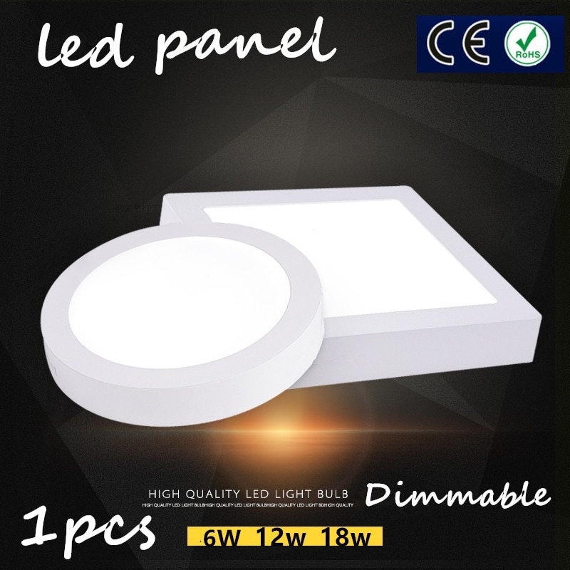 1pcs dimmable ceiling 6w12w18w Surface mounted led downlight square round panel light SMD Ultra thin ceiling Down lamp kitchen