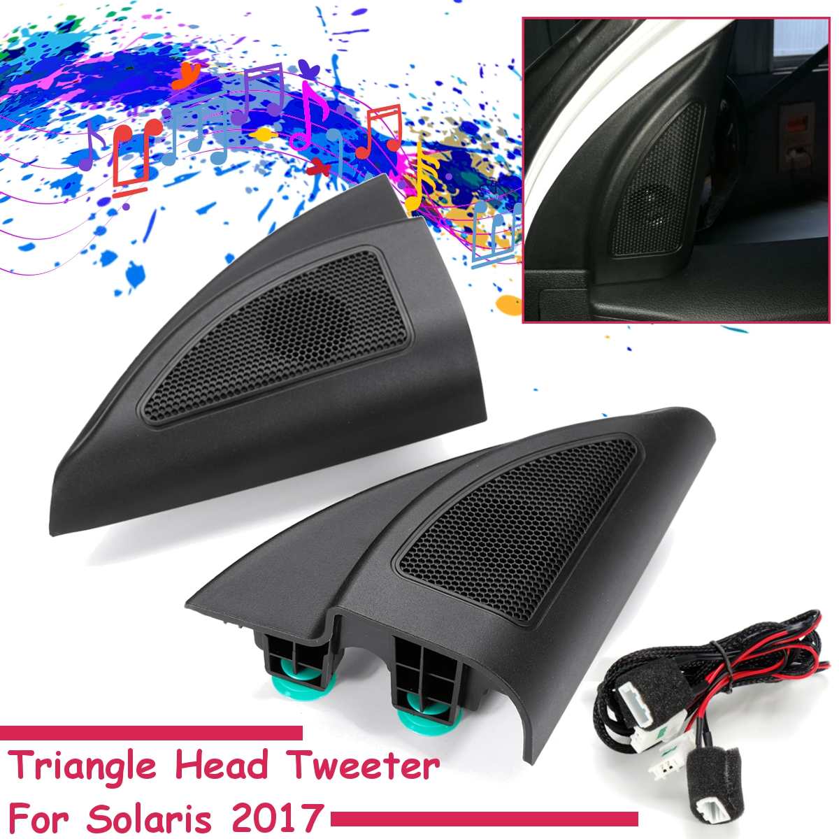 Paar Auto Tweeter Audio Trompet Speakers Tweeter Front Driehoek Hoofd Tweeter Luidspreker Met Draad Voor Solaris