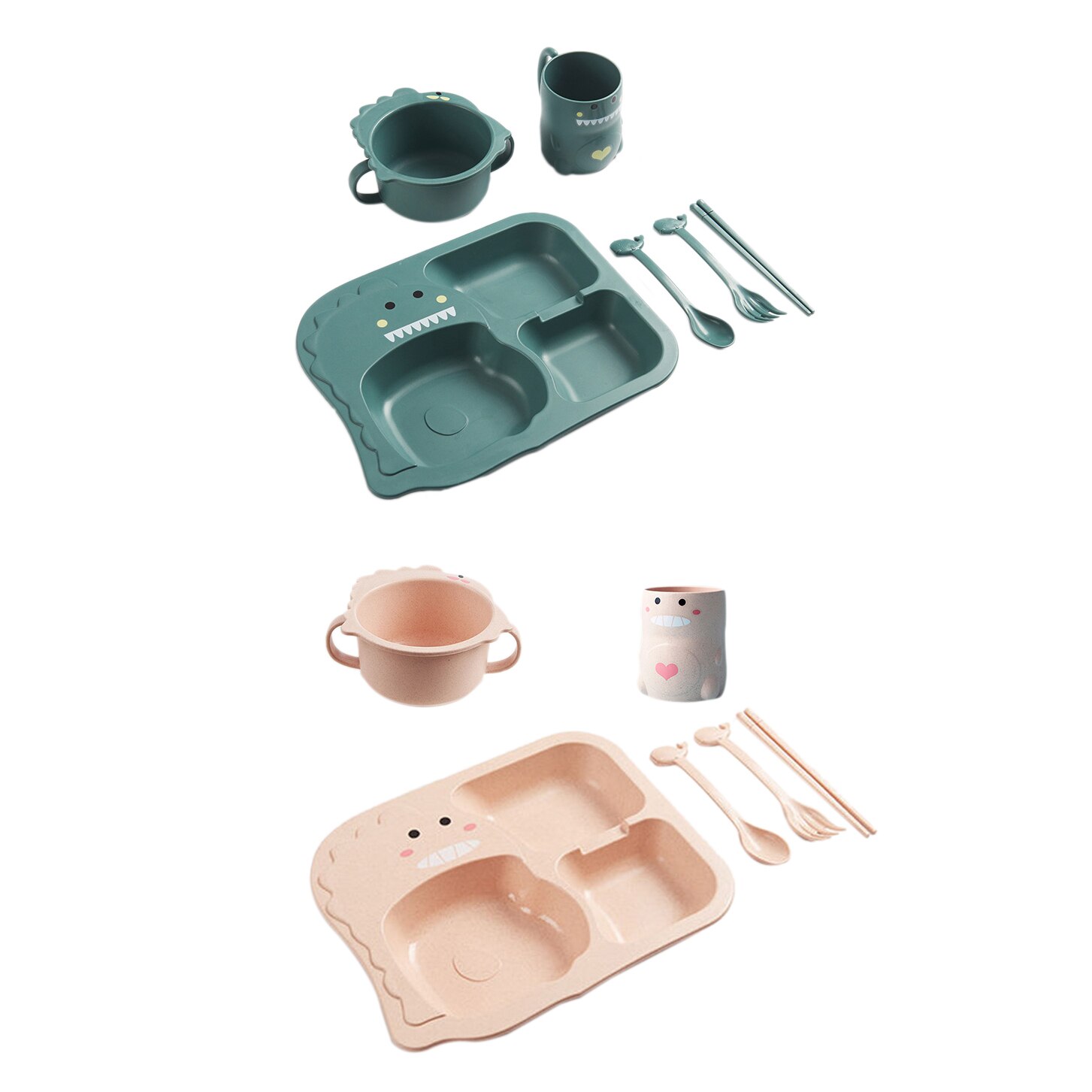 6 Pcs Baby Dinosaur Tableware Children's Cartoon Feeding Dishes