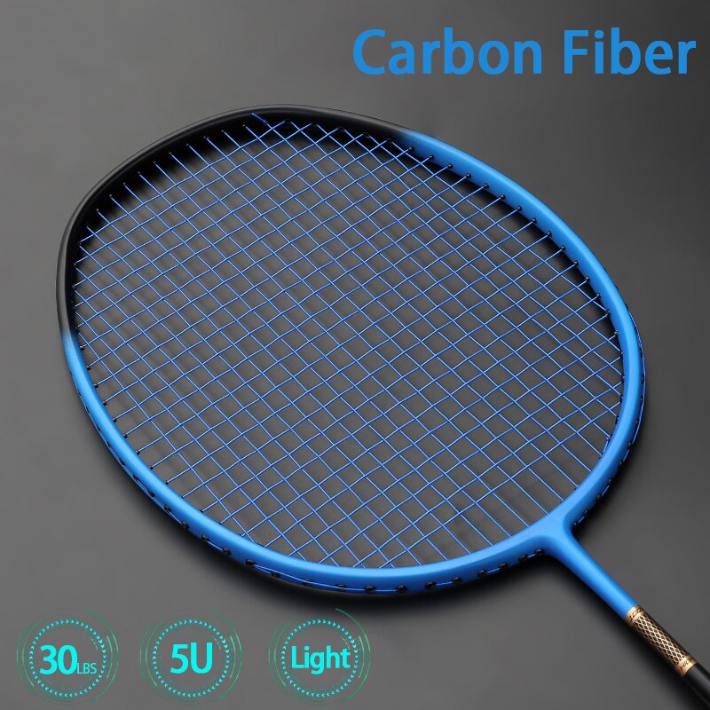 Ultralight Carbon Fiber Badminton Racket 5U Raquette 6 Colors Rackets Z Speed Force Padel Light Weight 75-79g: Blue