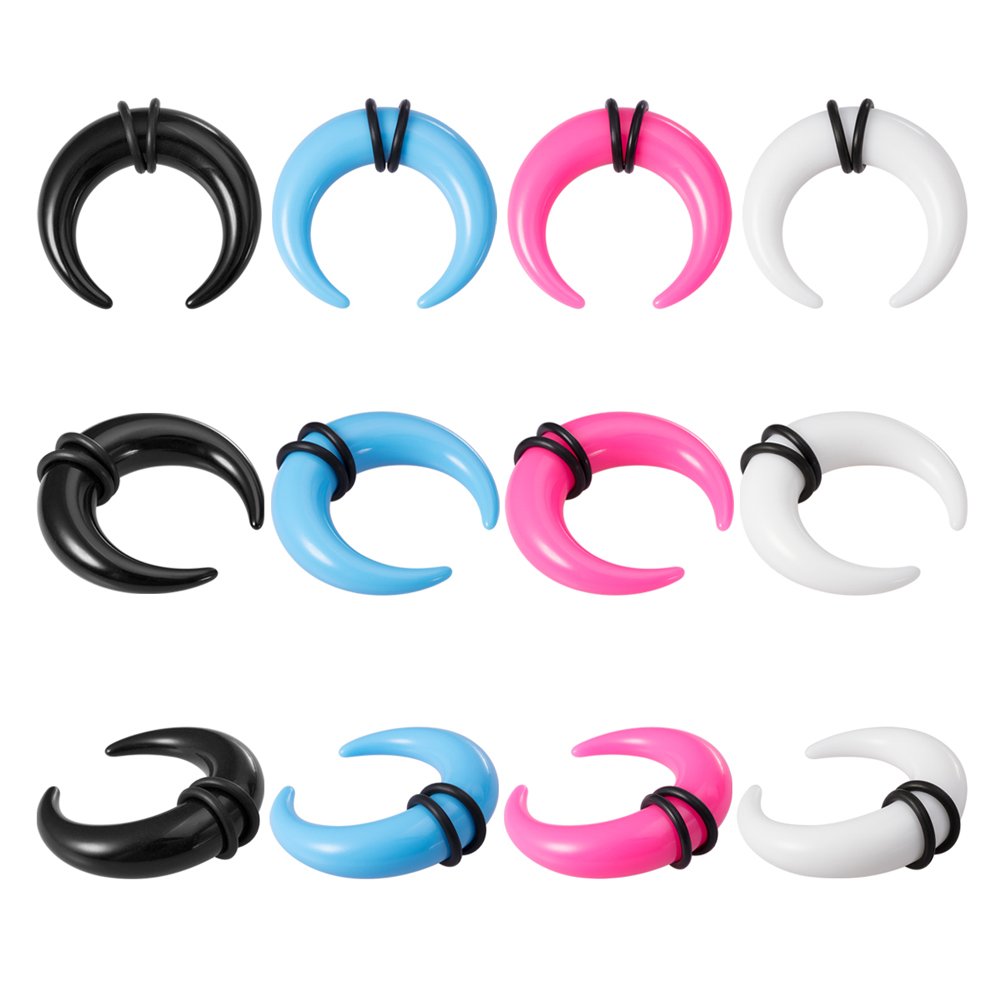Pince à cône en forme de C en acrylique pour femmes et hommes, anneaux de septum, jauges, cornes de buffle, kit de piercing, extenseur d'étirement, 16G-00G, 2 pièces