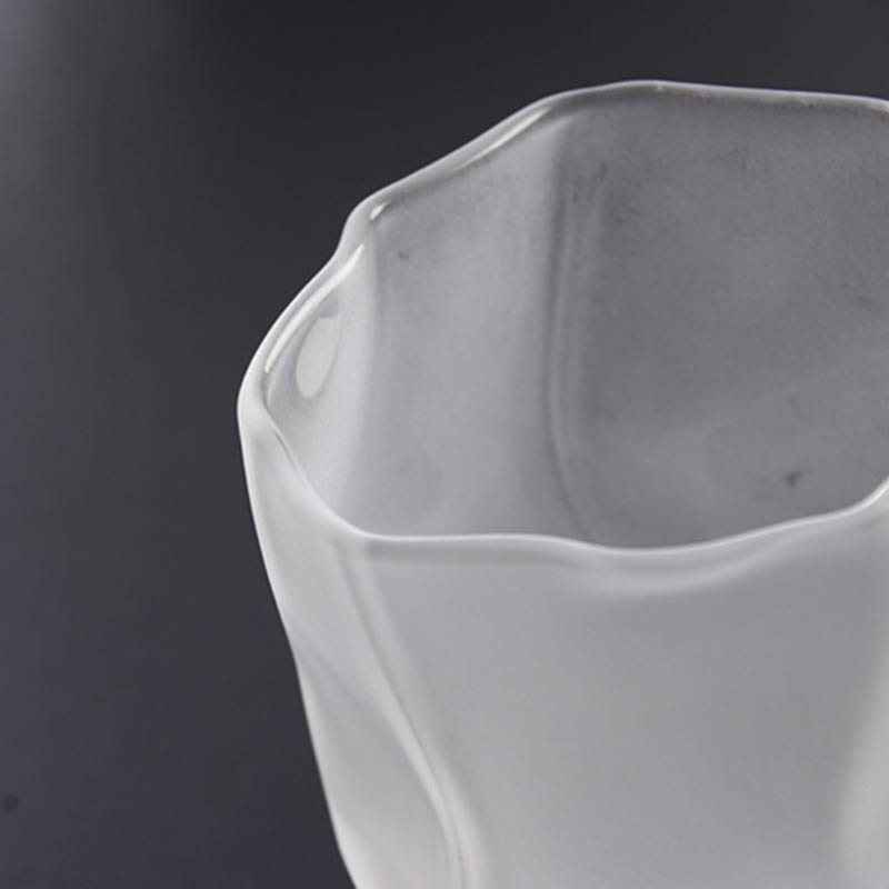 2Pcs Japanese Style Origami Shape Glass Cup Transparent Frosted Whiskey Glass Espresso Cup Shot Glass Home Tea Cup 60ml