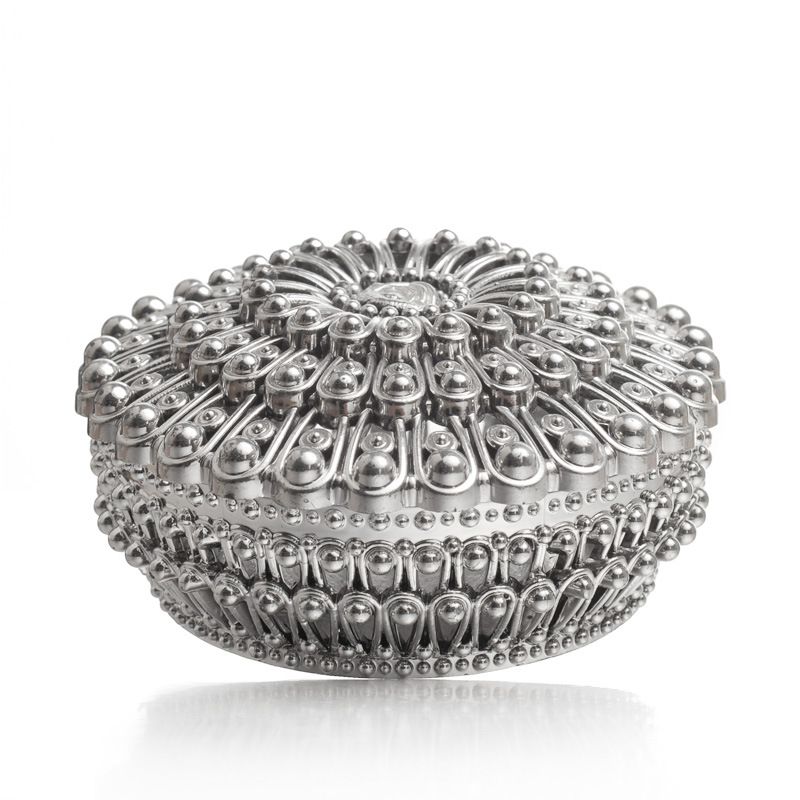 Boîte à bonbons paon or argent 12 pièces, coffre rond au trésor, boîte à faveur de fête de mariage