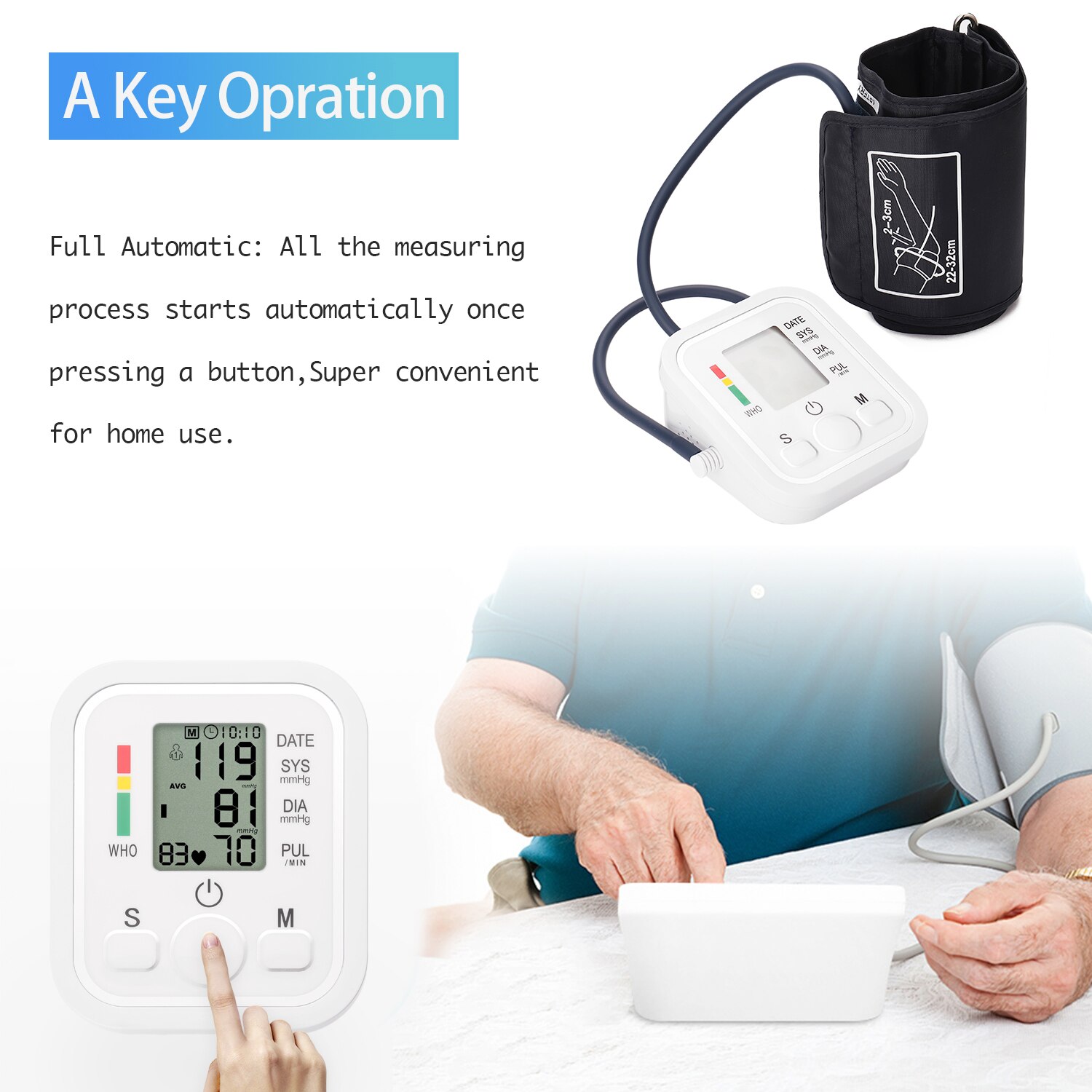 Blood Pressure Monitor Cuff Wrist Sphygmomanometer Automatic English Voice Blood Pressure Gauge Blood Pressure Measurement Tool