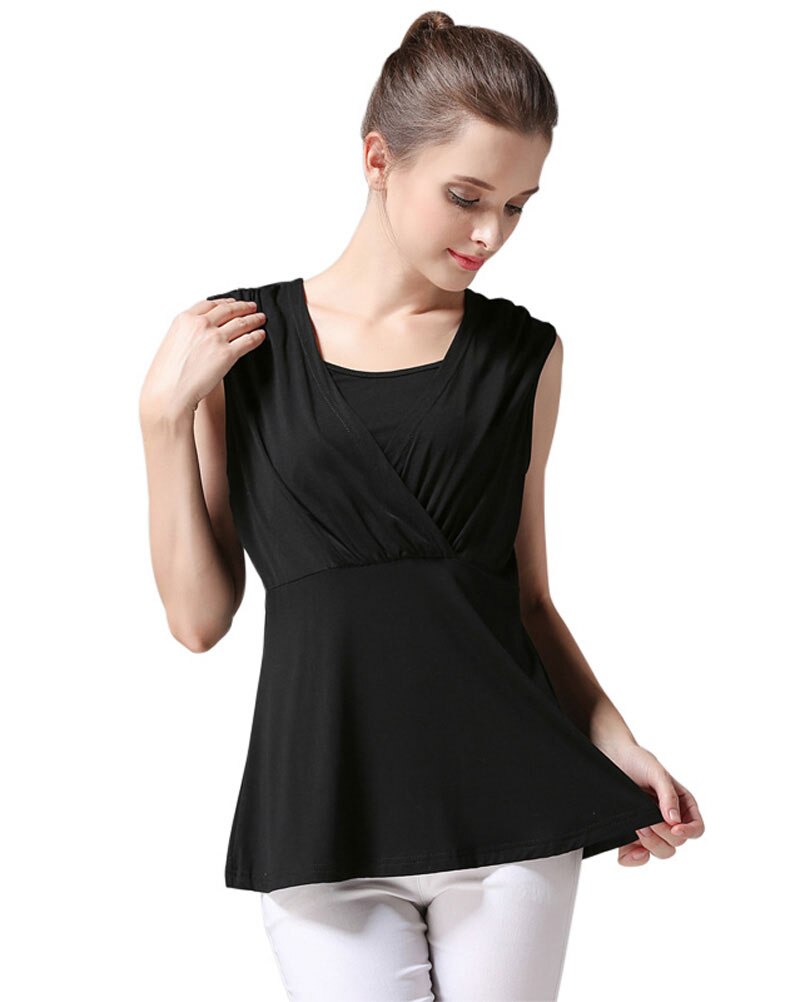 Sommer graviditetstøj camis ammeoverdele til gravide ærmeløse amme-tanktops graviditetsvest: -en / Xxl