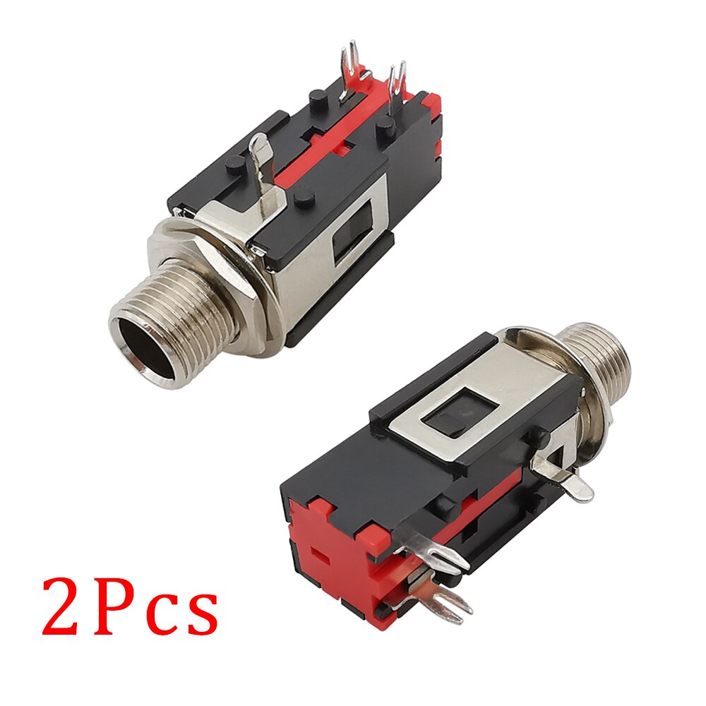 6.35mm Stereo Female Jack Audio Connector Right Angle 3 Pin 6.35mm 1/4" Jack Audio Headphone Nut Panel Mount Socket Connector: Dark Grey