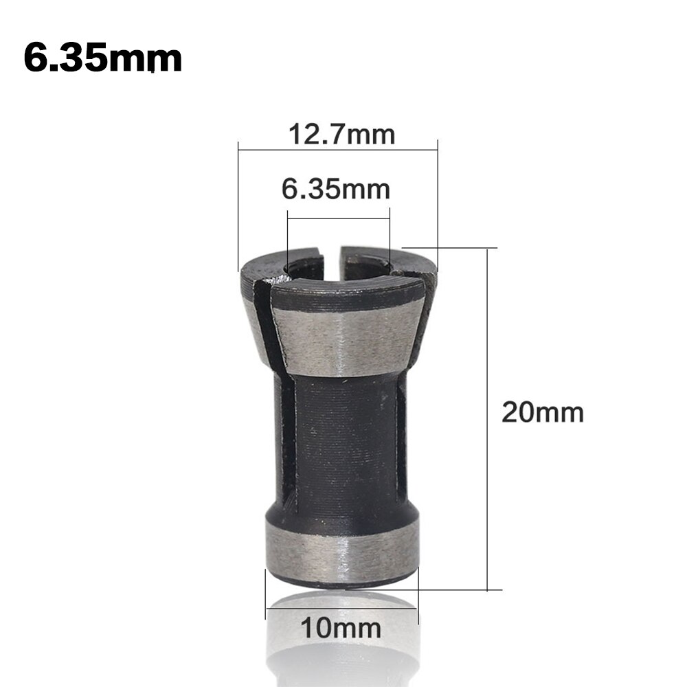 6/6.35/8mm spændepatronfræser bitklemme router adapter hss split converter værktøj til træbearbejdningsgraveringsværktøj: 6.35mm
