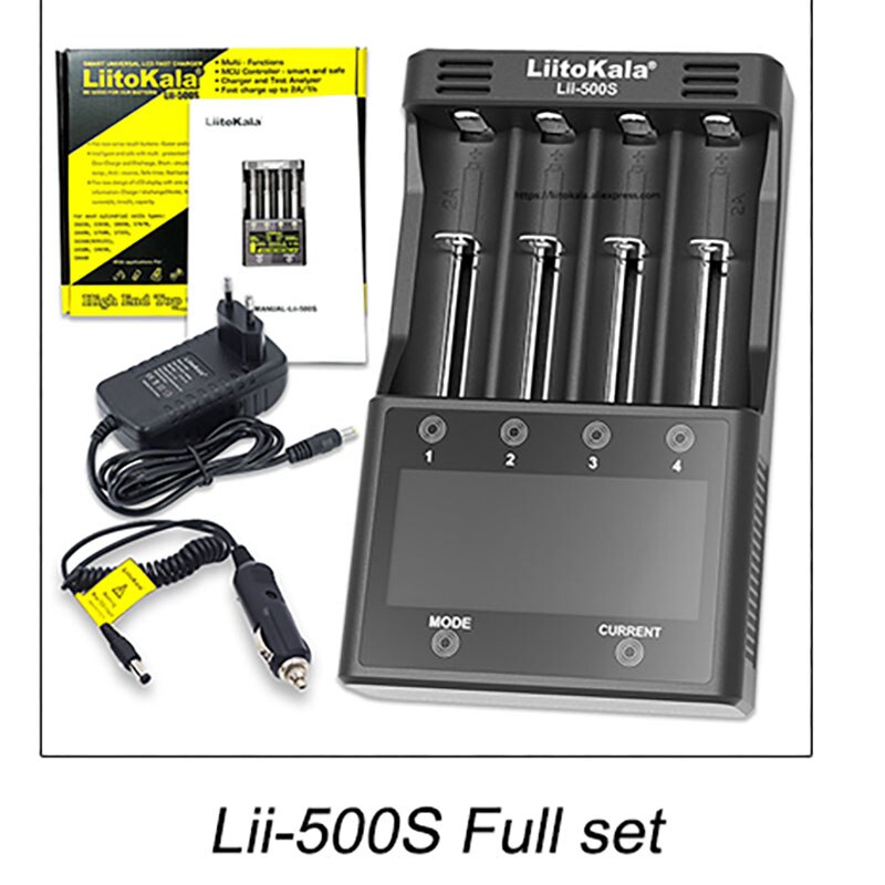 LiitoKala Lii-PD2 Lii-PD4 Lii-S6 Lii500 ładowarka do 18650 26650 21700 18350 AA AAA 3.7V/3.2V/1.2V baterie litowe NiMH: Lii-500S Full set / EU