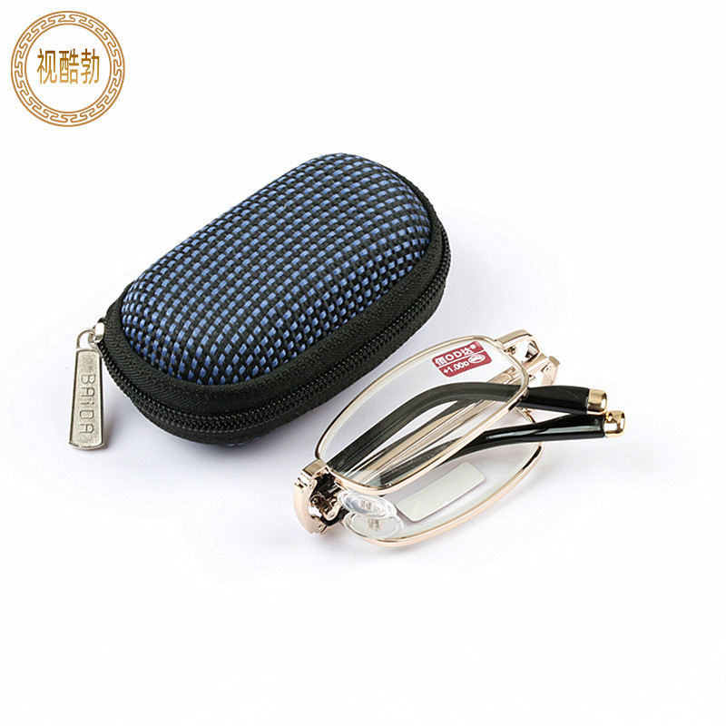 Gafas de lectura plegables elegantes y portátiles para mujer, patillas plegables con estuche, Clip para cinturón, gafas para presbicia: Blanco / +200