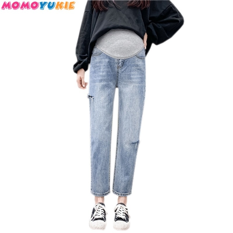 Graviditet mavebukser kæreste jeans barselbukser til gravide kvinder tøj høje talje bukser løs denim jeans