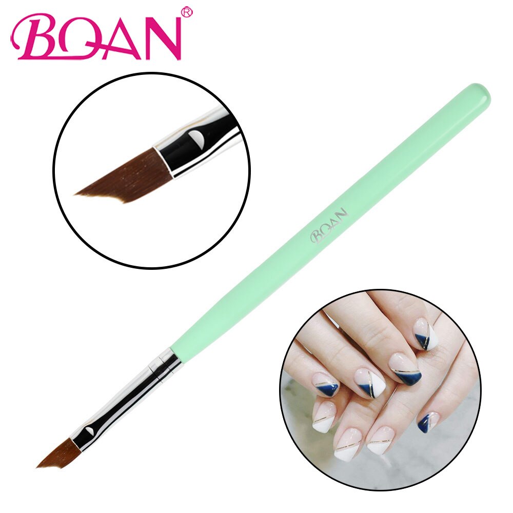 BQAN-pincel francés para uñas, 1 pincel para manicura francesa, de uñas en Gel UV para pintura, dibujo y pulido, puntas francesas para manicura, brochas de media luna: Green