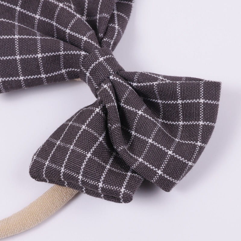 Nette Plaid Nylon Baby Stirnbänder Für Mädchen Baumwolle Leinen Bogen Handgemachte Elastische Knoten Baby Hairband Stirnband Neugeborenen Haar Zubehör