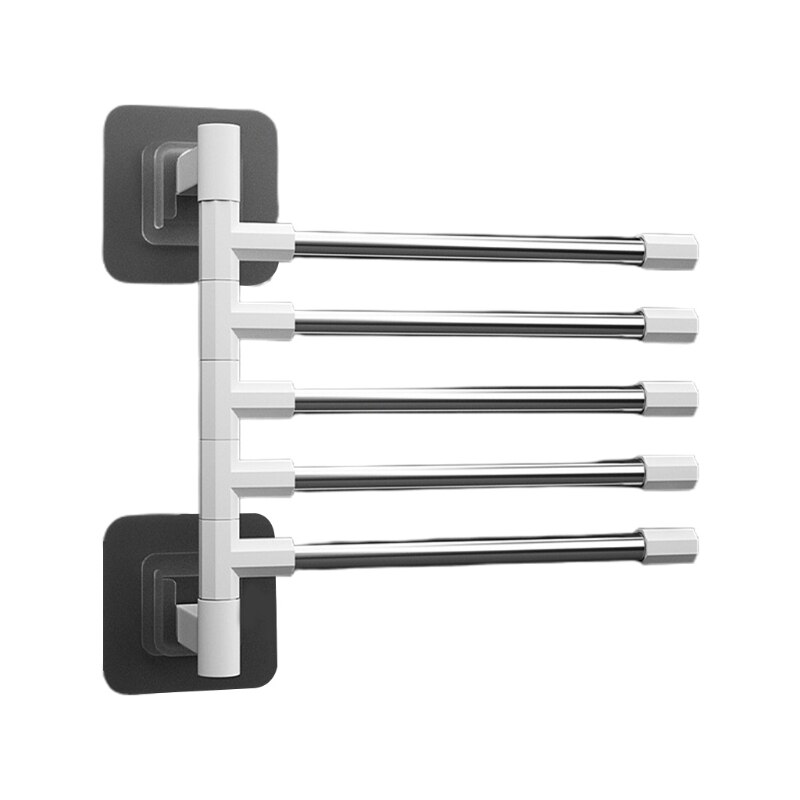 Swivel Towel Bar Wall Mount Bathroom Towel Rack Holder Storage Organizer Space Saving Towel Rail 2/3/4/5 Arms: Five strokes