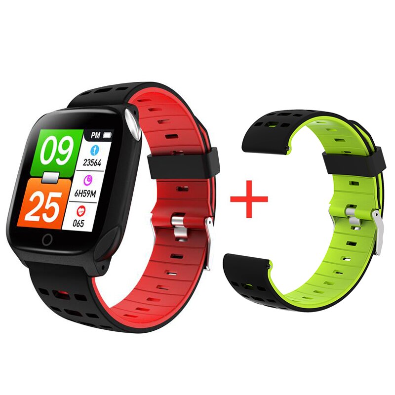 696 f16 smart armbånd ekg + ppg skridttæller alarmur smart ur mænds puls blodtryk vandtæt smart armbånd / bånd: Rød tilføj grøn rem