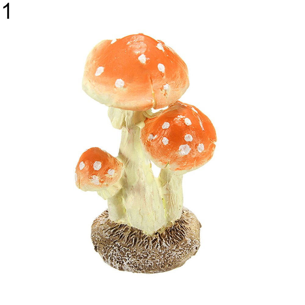 1pc svampe paddehatte figurer harpiks miniature håndværk gør-det-selv ornament fe have ornament dekoration terrarium dukkehus indretning: 1