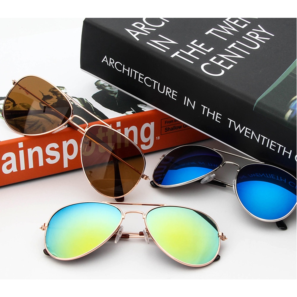 1 pieza de nuevas gafas de sol clásicas para niños, gafas de espejo coloridas para niños/niñas, montura metálica para niños, lindos anteojos para exteriores