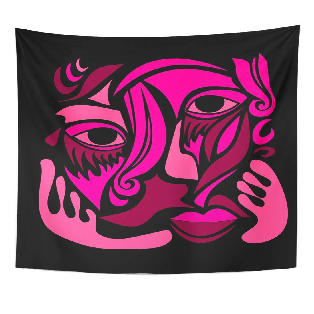 Paars Schoonheid Zwart Picasso Funky Abstract Gezicht Roze Vrouw Home Decor