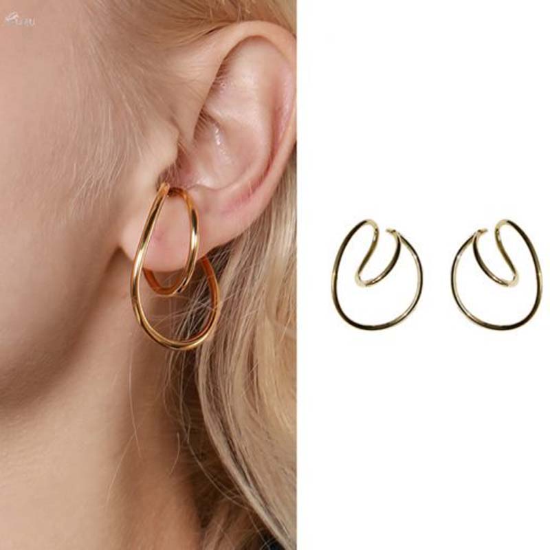 neue Luxus Schmuck Hooping Ohr Manschette Unregelmäßige Kurve Clip Band Ohrringe für Frauen Earcuffs Kein durchbohren