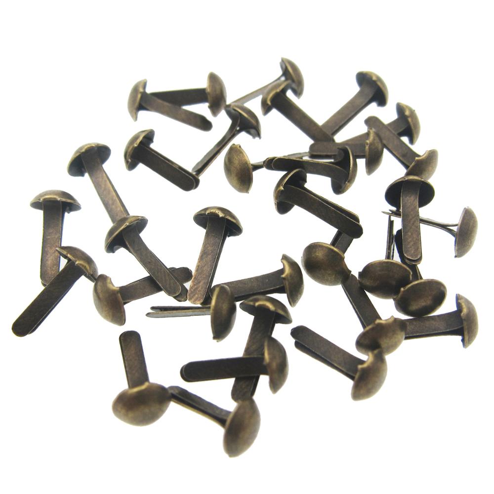 100Pcs 4.5X8Mm Ronde Mini Ijzer Brads Voor Stempelen Versiering Scrapbooking Diy Ambachten Zilver Goud Zwart Wit messing 5 Kleuren