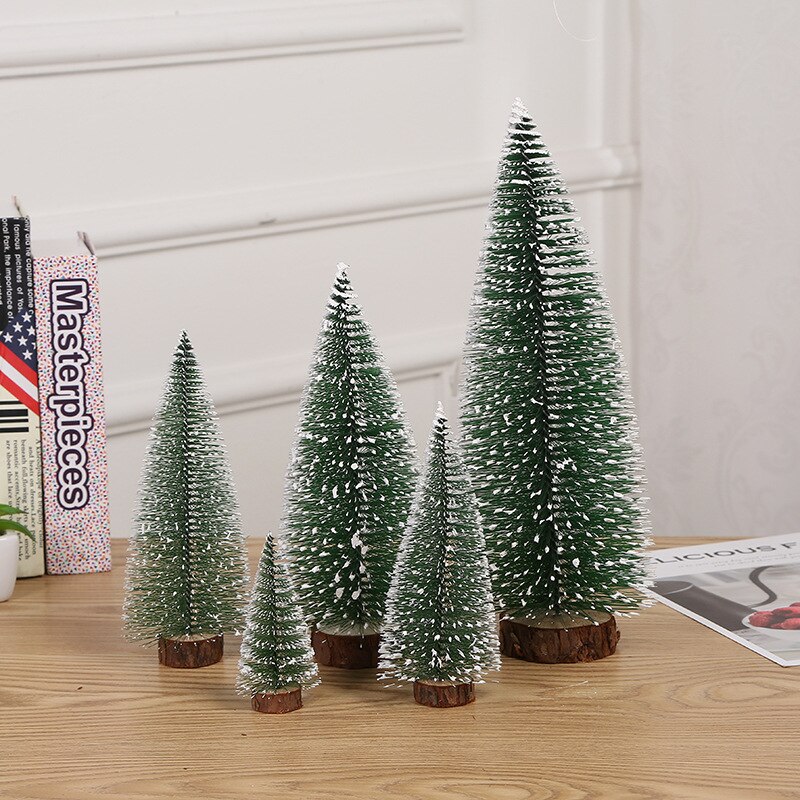 Mini Christmas Tree Small Pine Tree with Wooden Bases for Xmas Party Home Tabletop Tree Decor QJS Shop