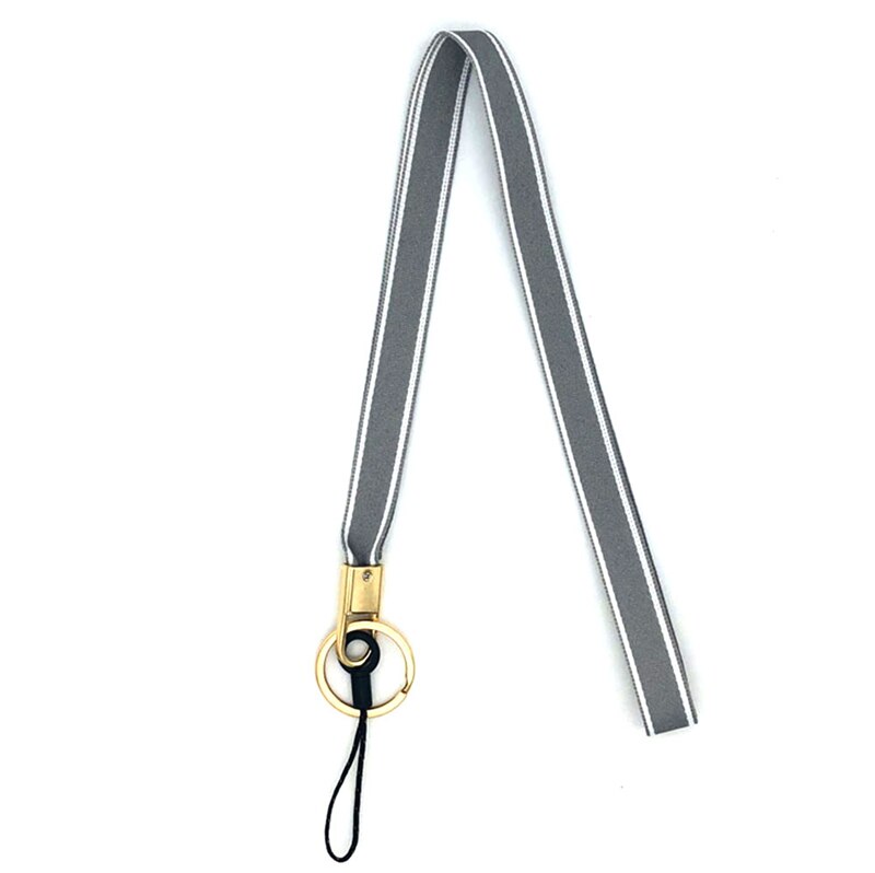 cordones de rayas multicolor para teléfono para correa de cuello de llave para tira de correas para tarjeta de identificación llavero para gimnasio Lanyard Key: Plata / Gris