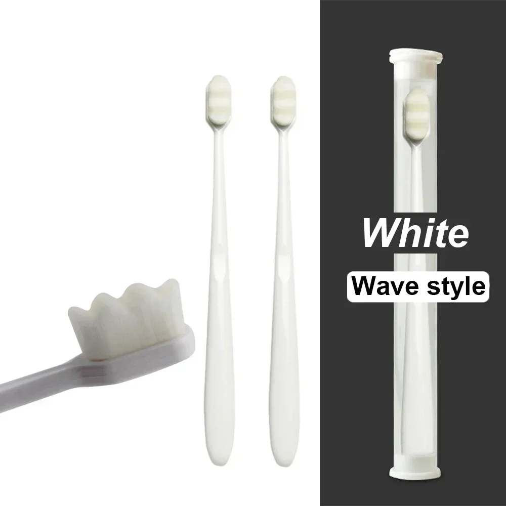 10Pcs Ultra-fine Toothbrush Micro Soft Fiber Portable Healthy Million Bristle Nano Whiten Teeth Box Adult Bamboo Toothbrushes: Silver