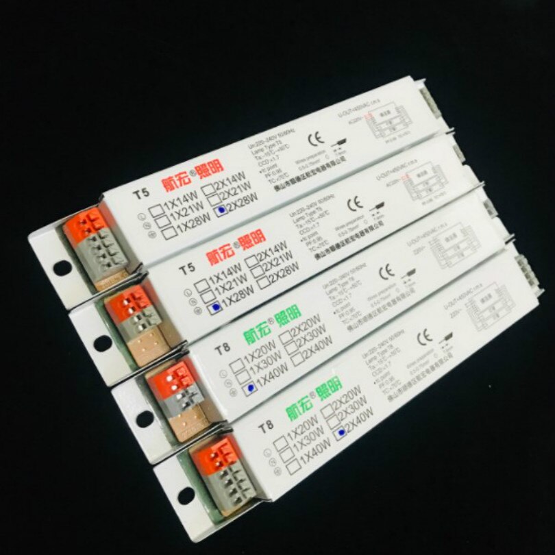 Balastro electrónico T5 para fluorescentes, balasto T8 de 30W, 2x30W, 20W, 2x20W, 40W, 2x40W, de 21W t5, 35W, 54W, 220-240V