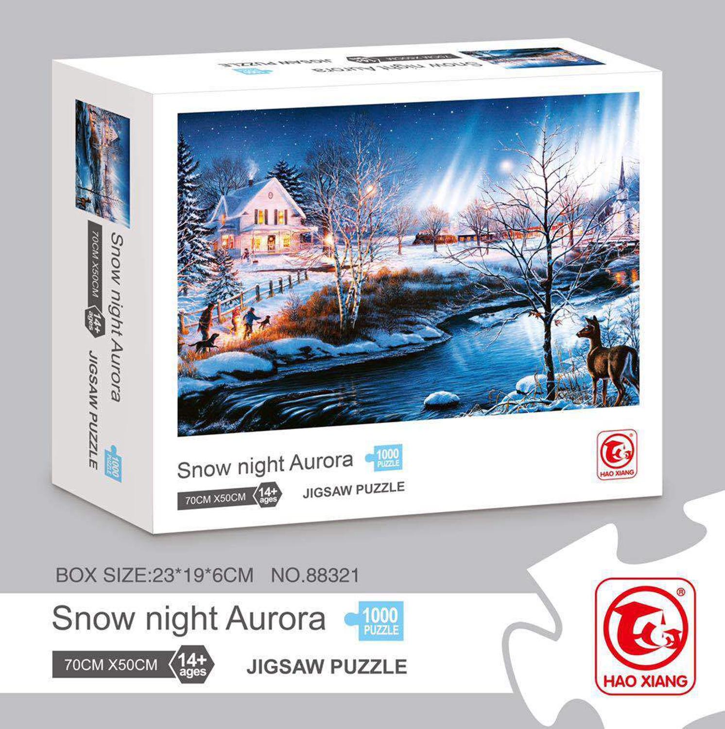 Puzzel 1000 Pcs Voor Volwassenen Home Office Decor: Snow Night Aurora